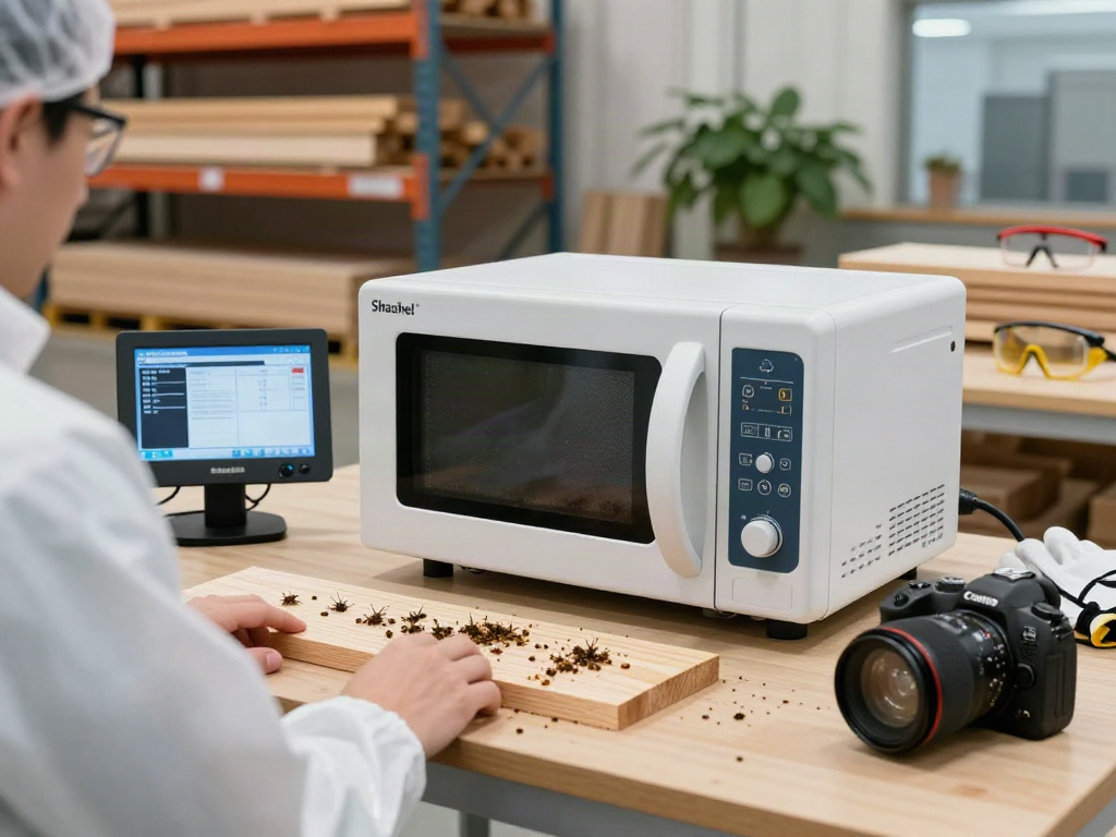 Traitement du bois avec Shashel®, dispositif de lutte contre les insectes en milieu industriel.
